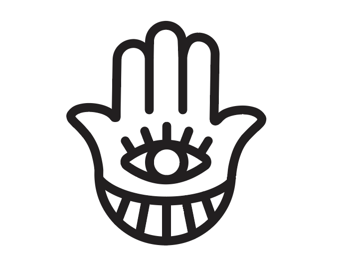 Illustration of a hand with an eye in the palm and a smiling mouth at the wrist